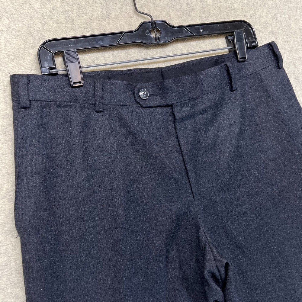 Atelier Munro Mens Wool‎ Dress Pants Charcoal Gray Flat Front Tailored 34x31